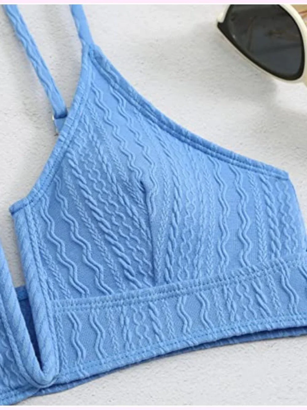 V Cut High Waisted Bikini Ribbed V-Wired Cami Two Pieces Swimsuit